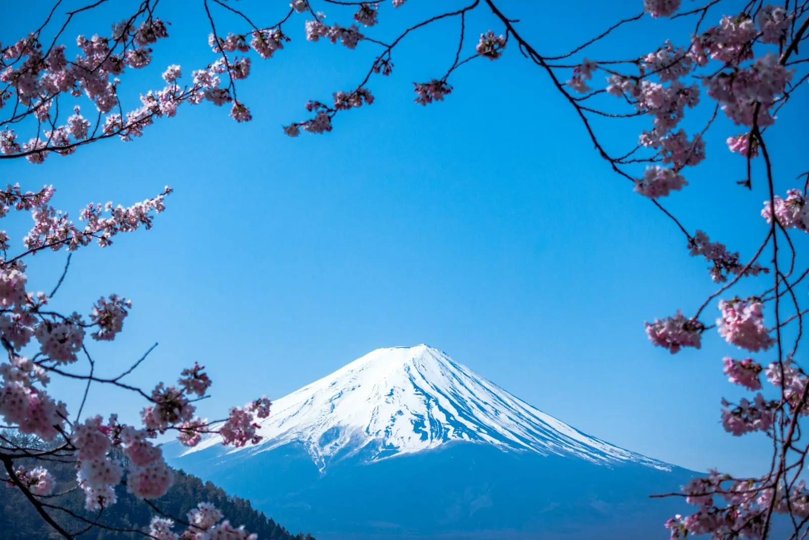 Mount Fuji with snow on the summit